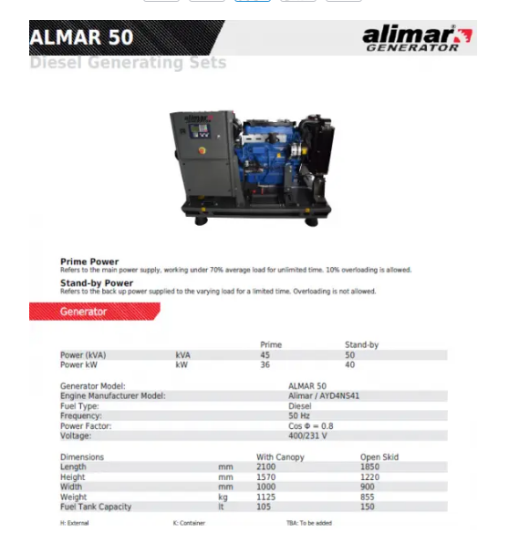 Промышленный дизельный 3 фазный генератор ALIMAR ARAA50 - 40 кВт 1627101256 фото